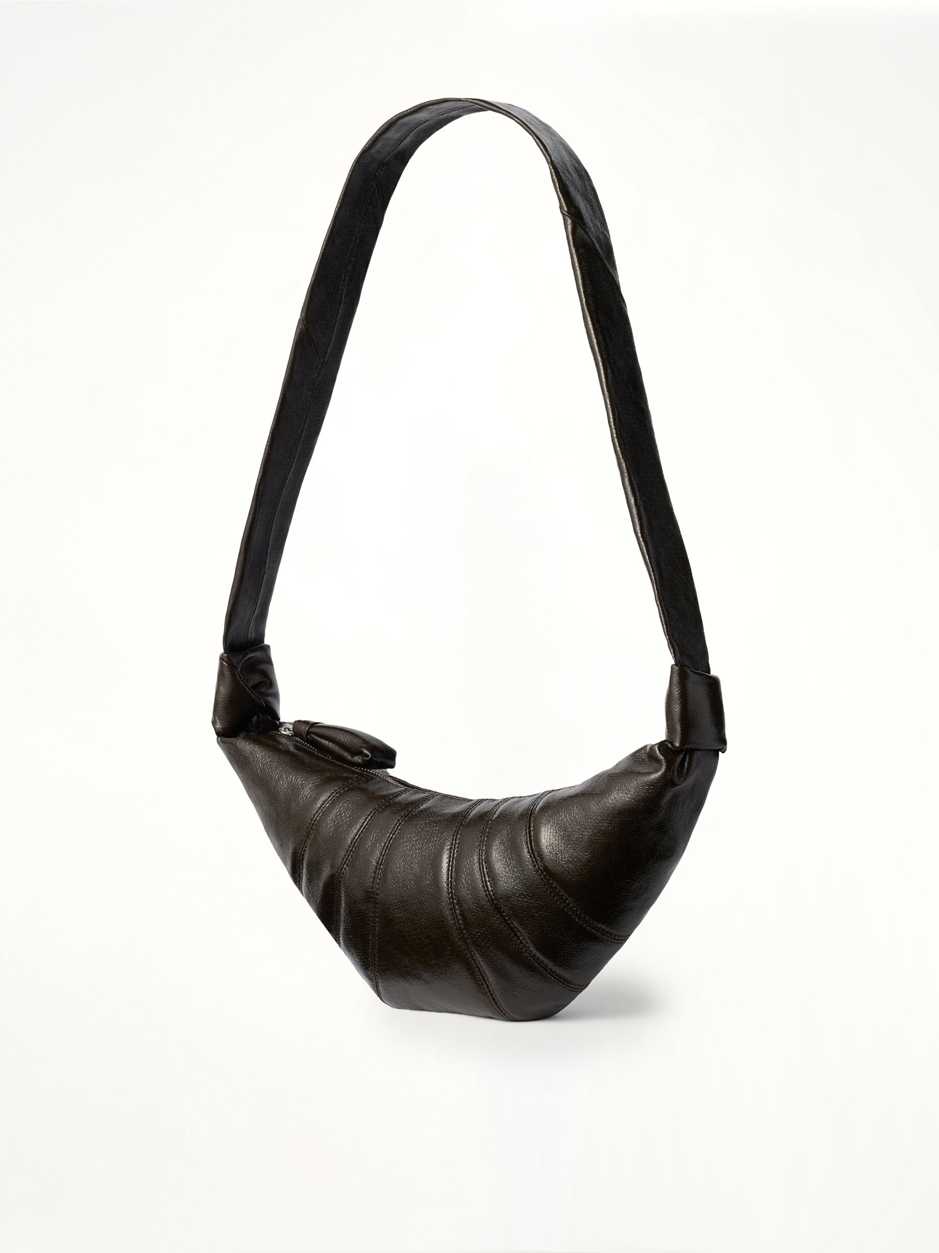 Croissant Small Coated Cotton Bag in Obsidian Green