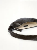 Croissant Small Coated Cotton Bag in Obsidian Green