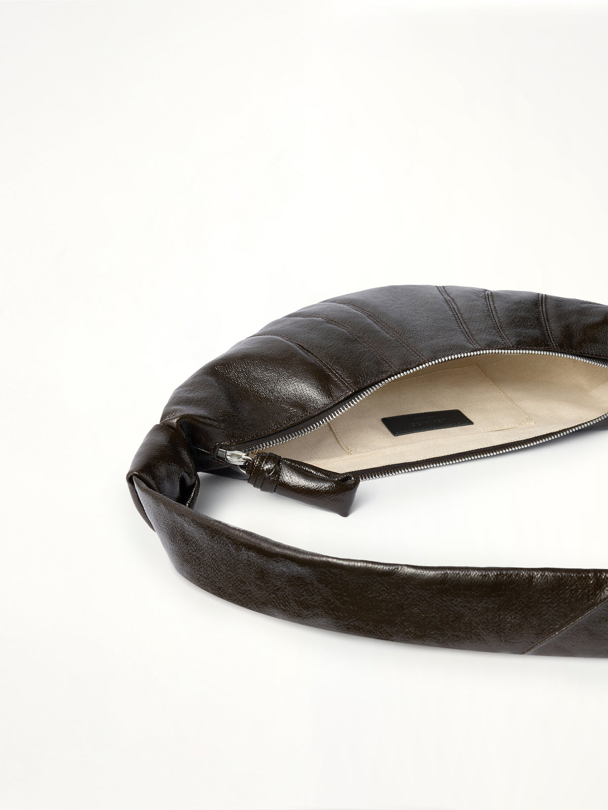 Croissant Small Coated Cotton Bag in Obsidian Green