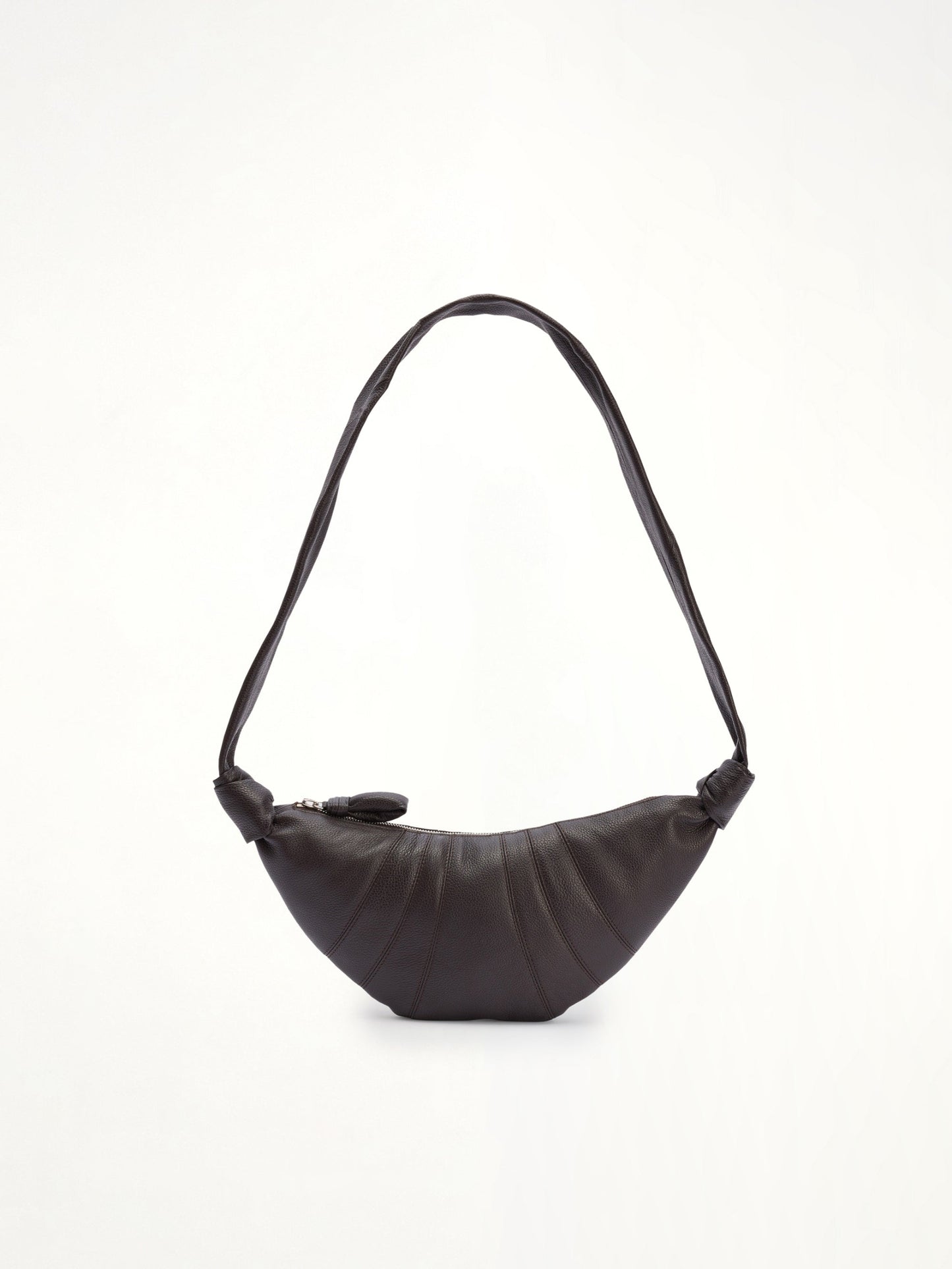 Cowhide Small Croissant Bag in Dark Chocolate