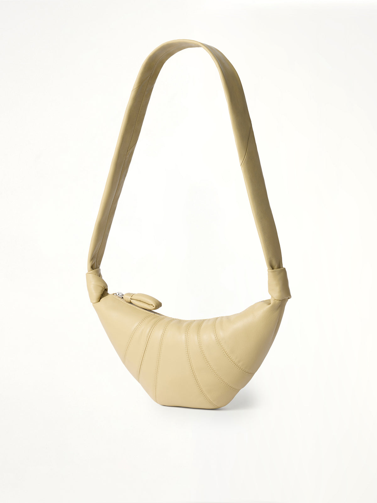 Croissant Small Soft Nappa Leather Bag in Sesame