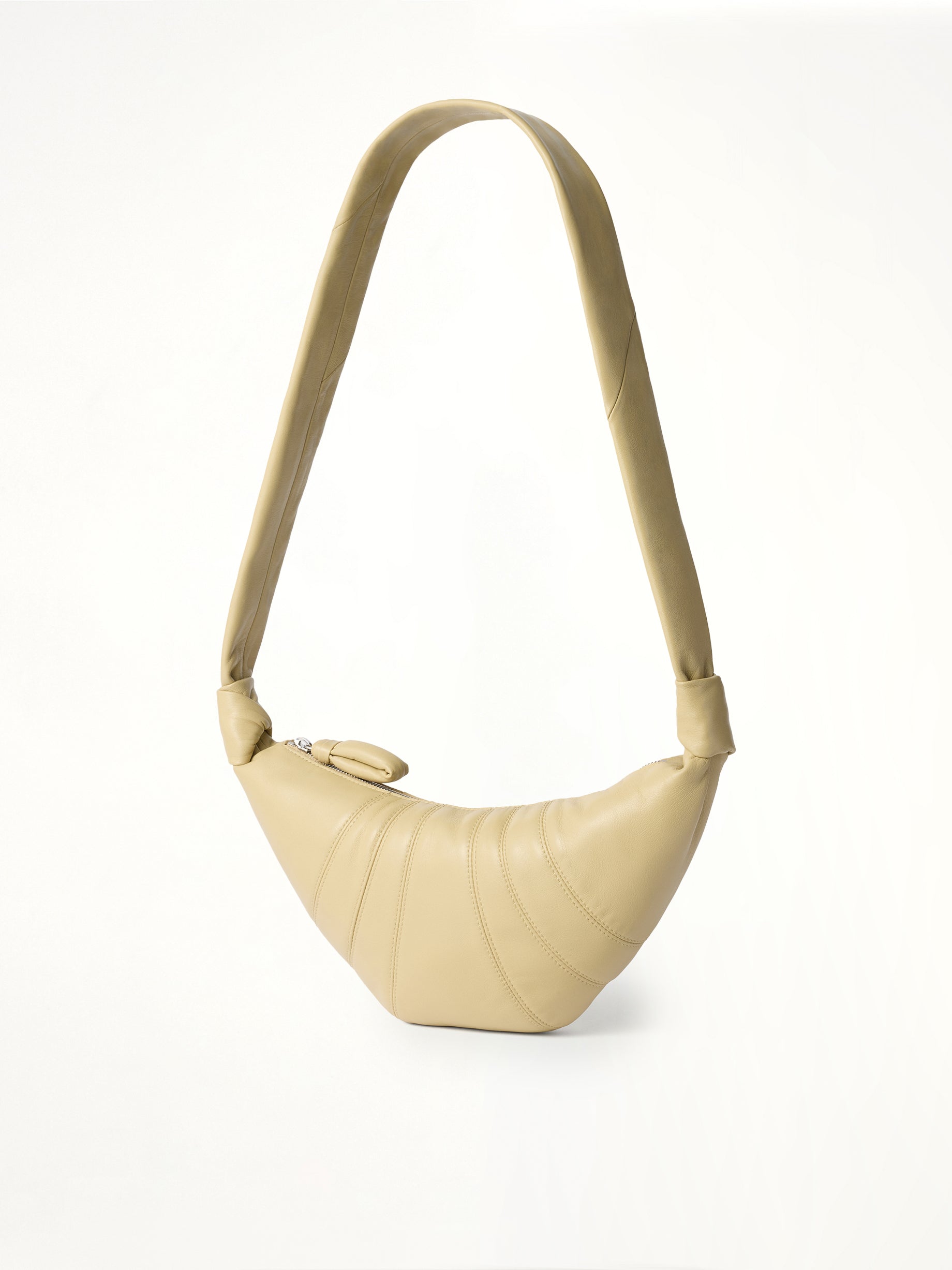 Croissant Small Soft Nappa Leather Bag in Sesame