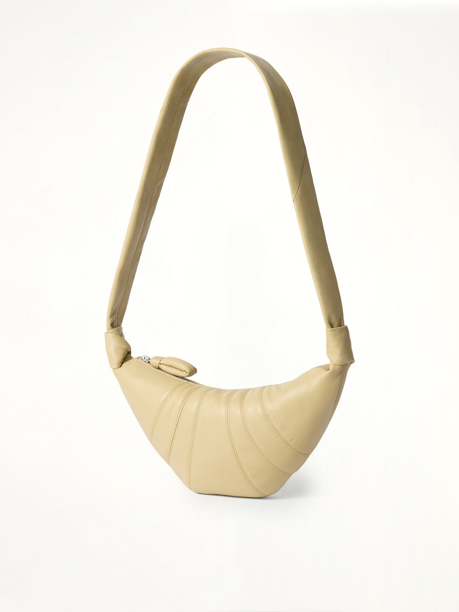 Croissant Small Soft Nappa Leather Bag in Sesame