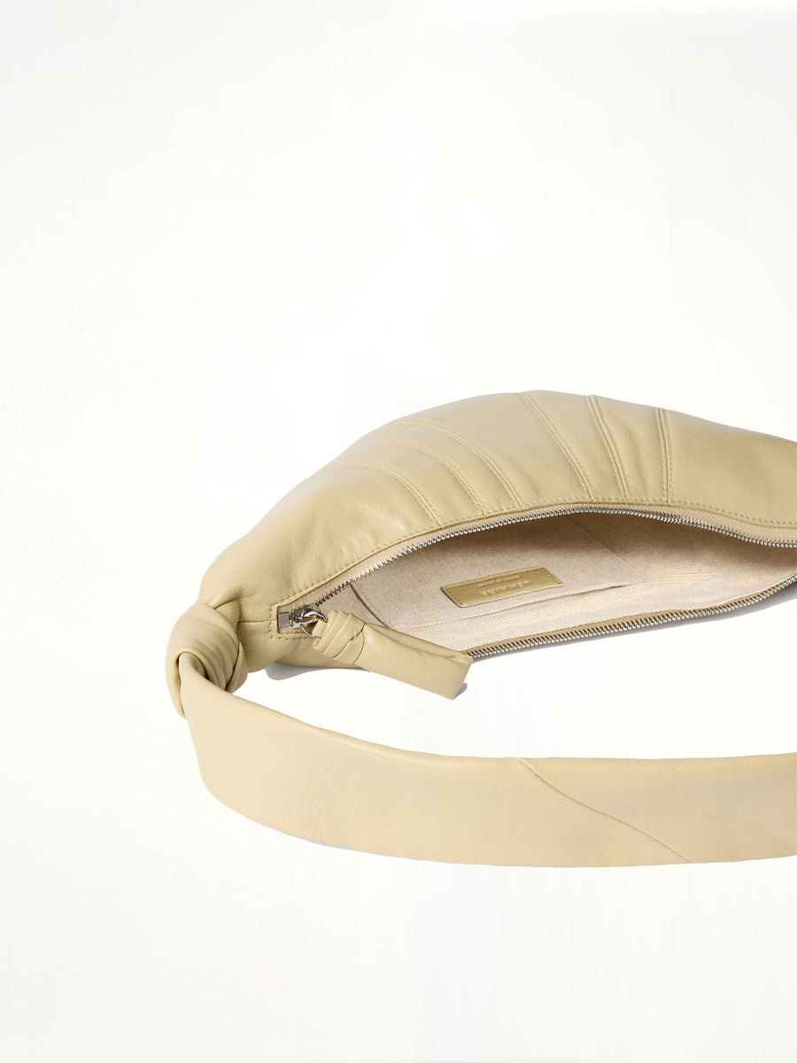 Croissant Small Soft Nappa Leather Bag in Sesame