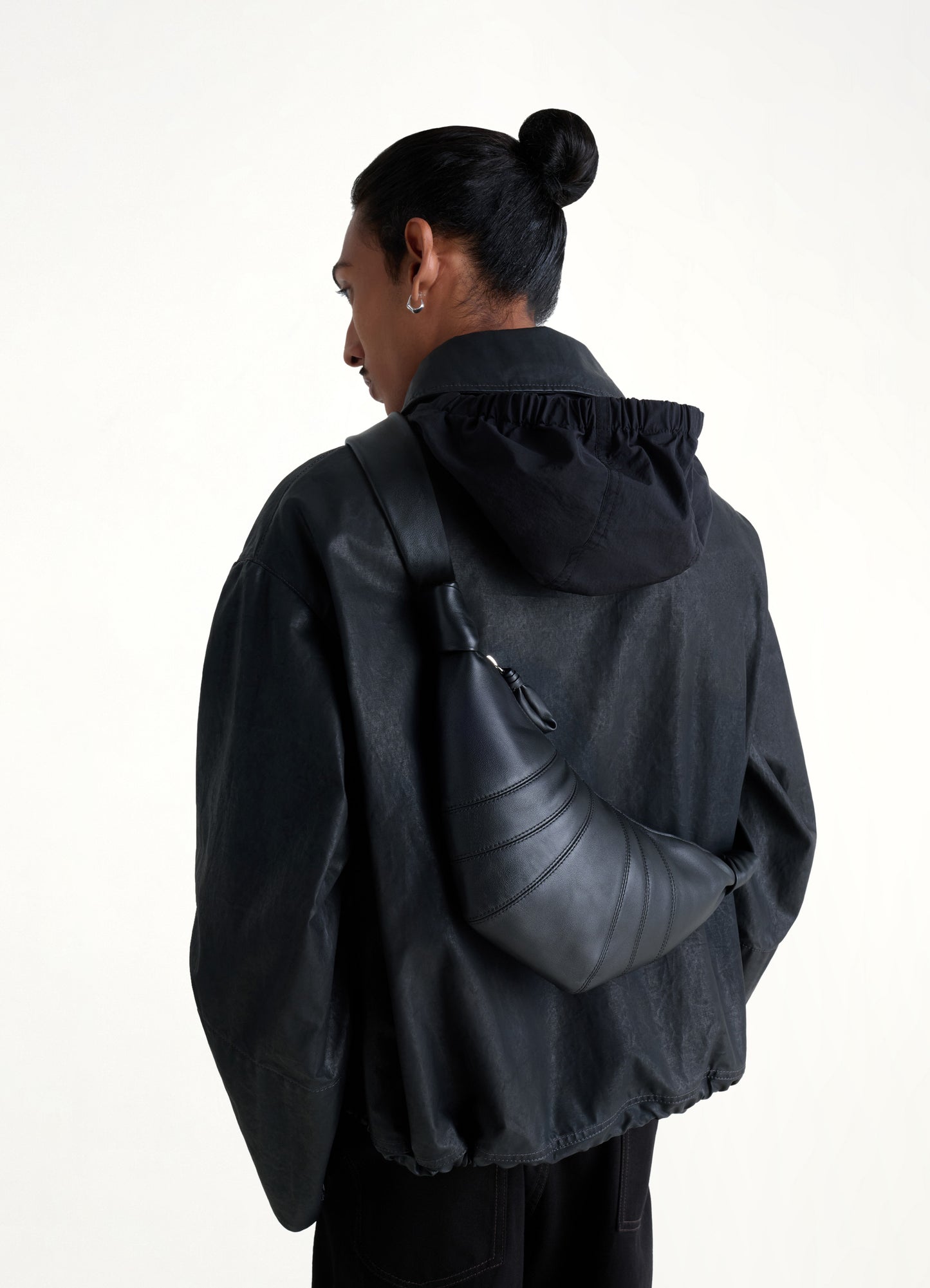 Lambskin Small Croissant Bag in Black