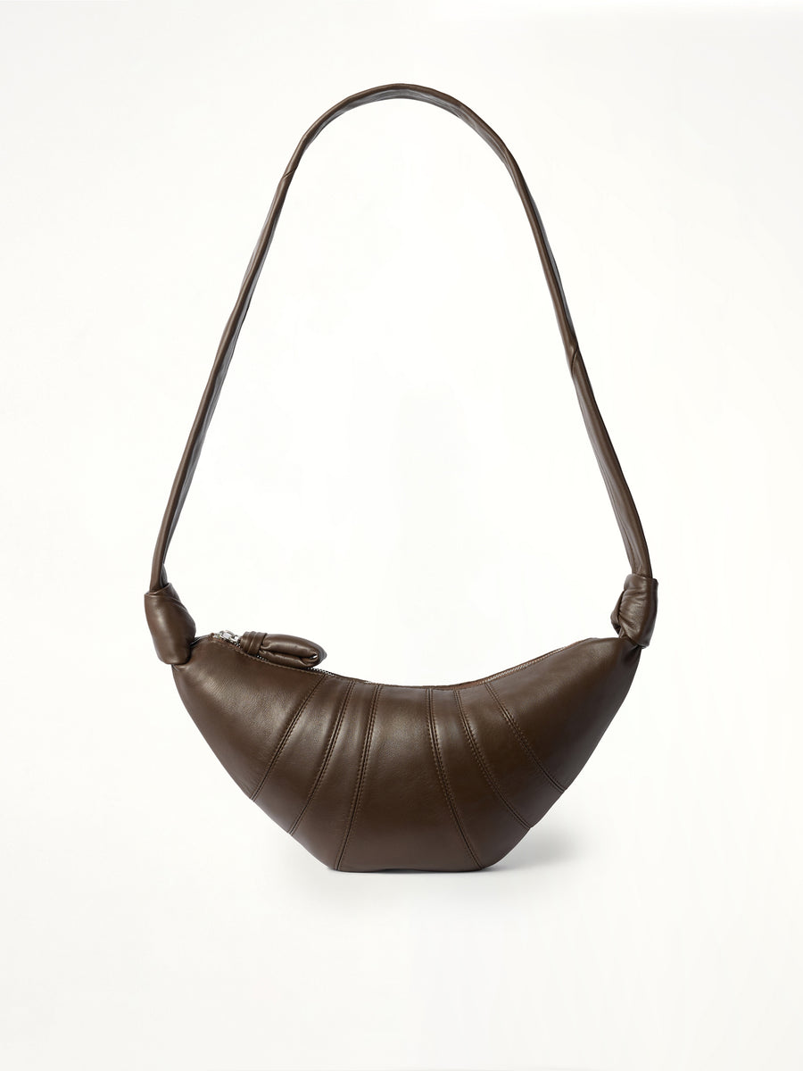 Croissant Small Soft Nappa Leather Bag in Otter