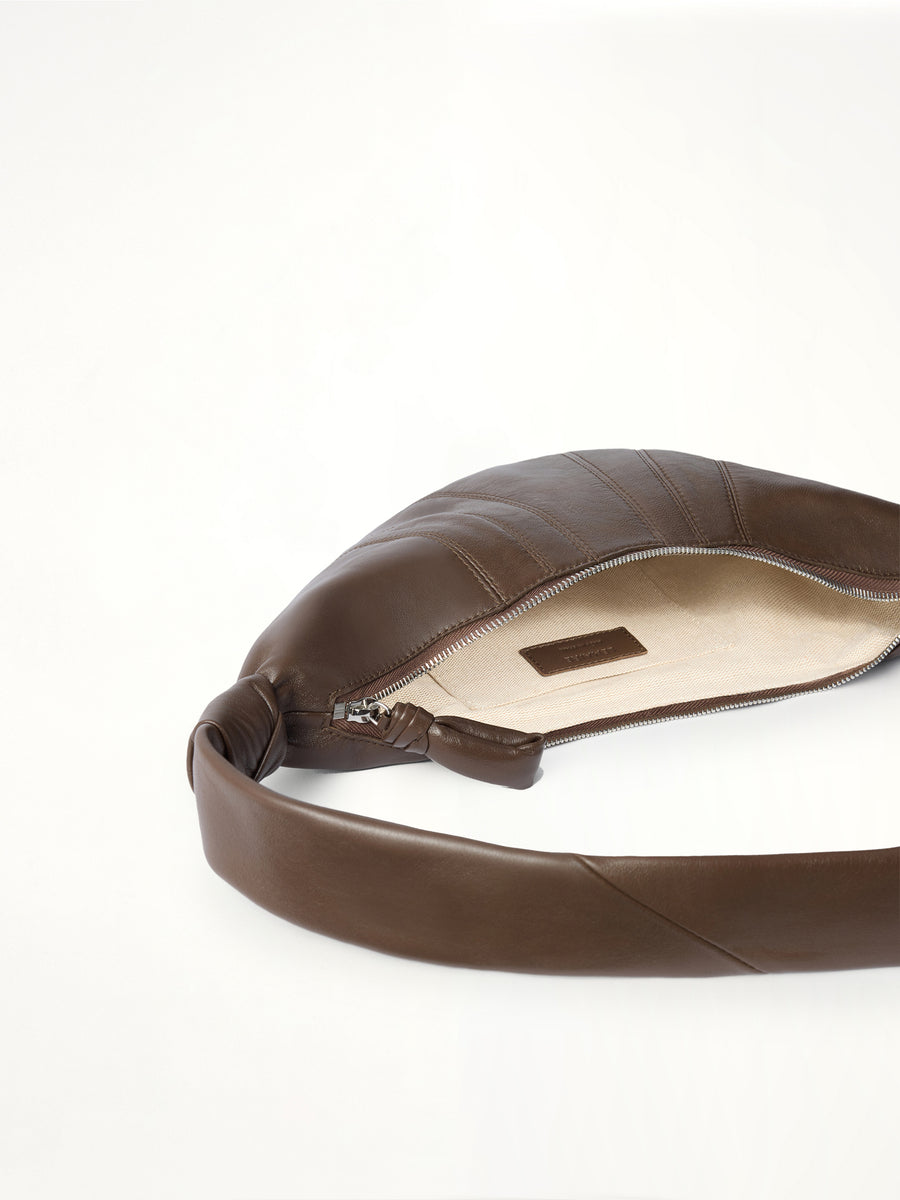 Croissant Small Soft Nappa Leather Bag in Otter
