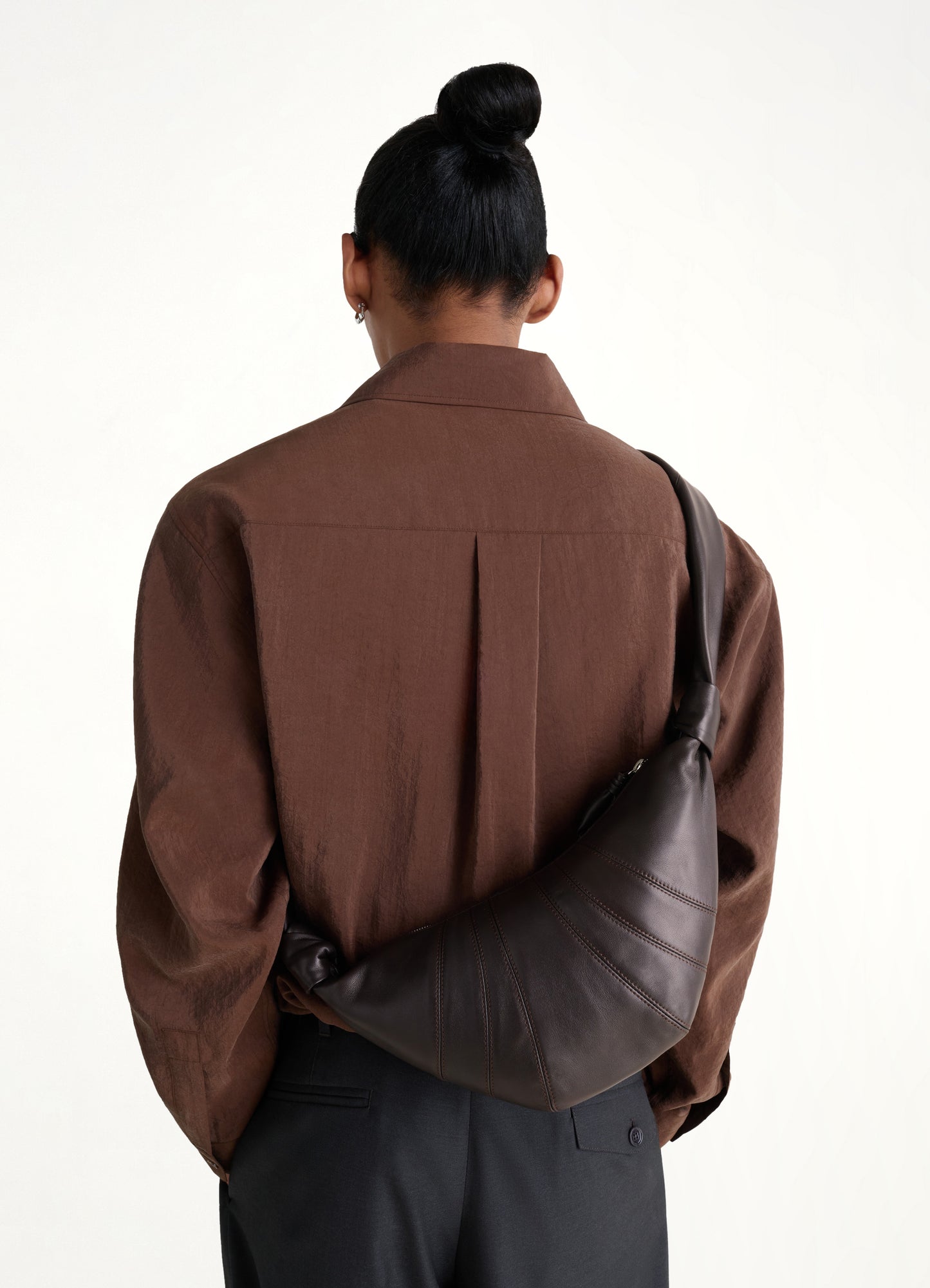 Lambskin Small Croissant Bag in Dark Chocolate