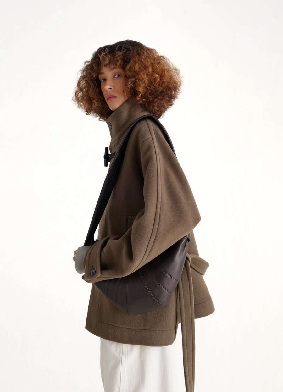 Croissant Small Soft Nappa Leather Bag in Dark Chocolate