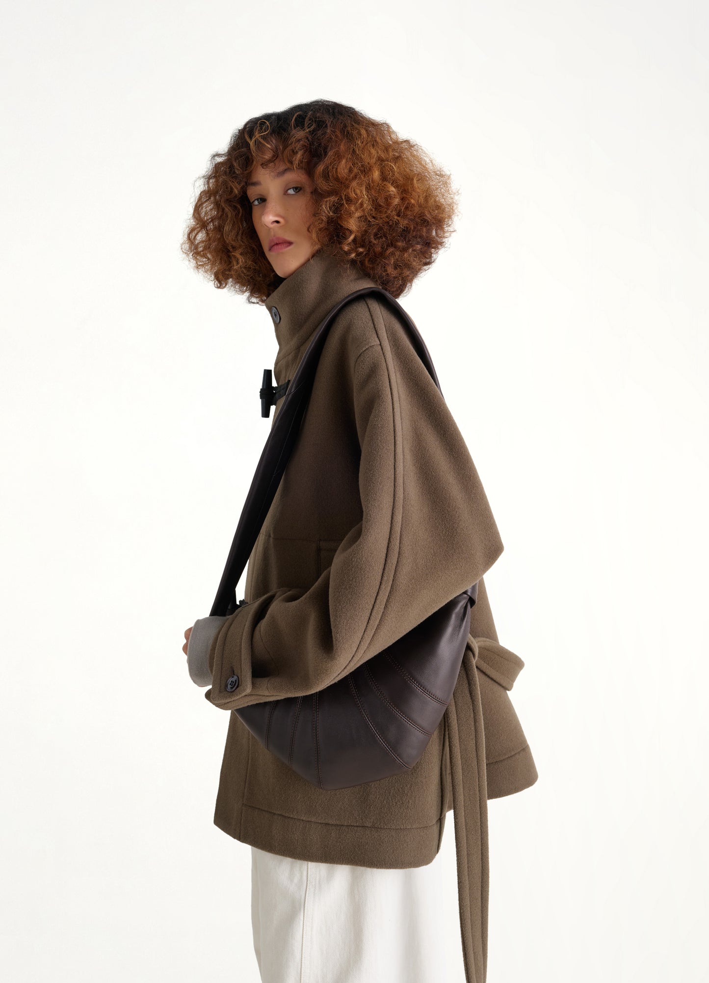 Lambskin Small Croissant Bag in Dark Chocolate