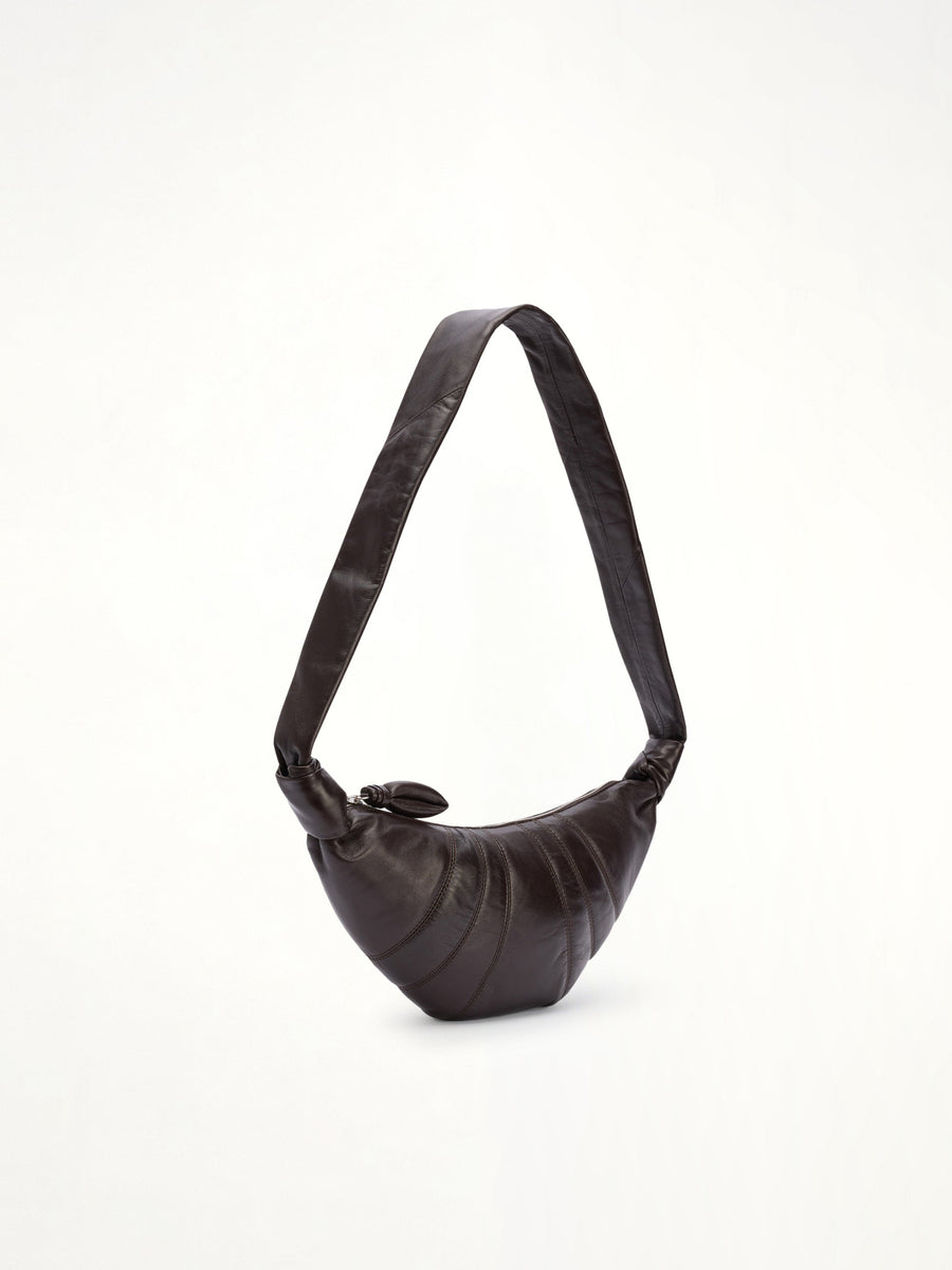 Croissant Small Soft Nappa Leather Bag in Dark Chocolate