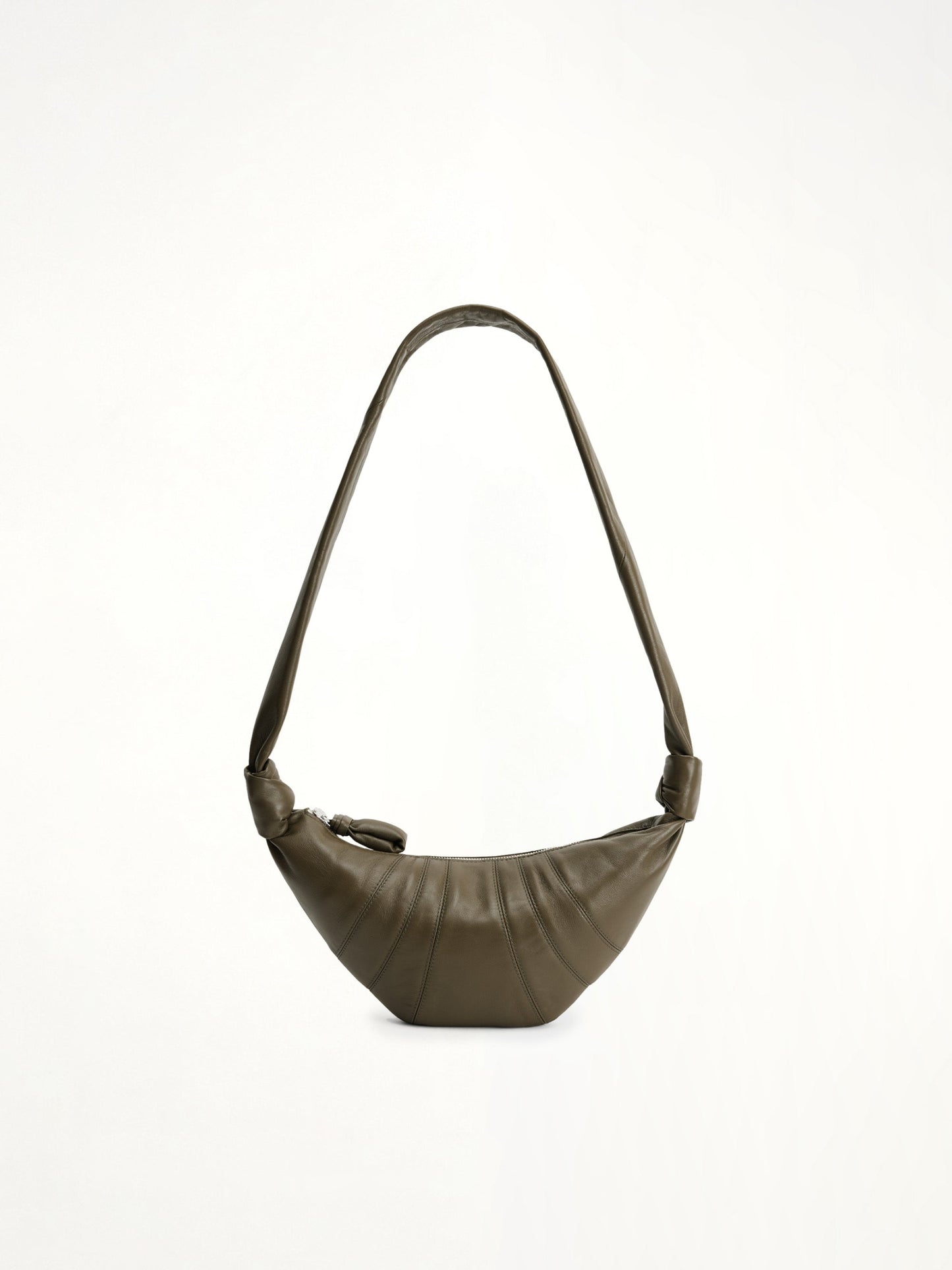 Lambskin Small Croissant Bag in Dark Khaki