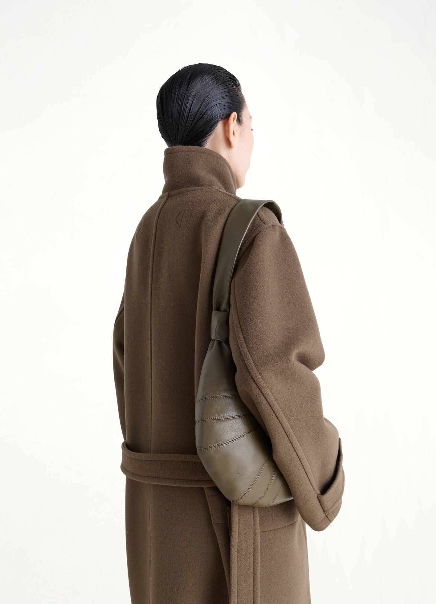 Lambskin Small Croissant Bag in Dark Khaki