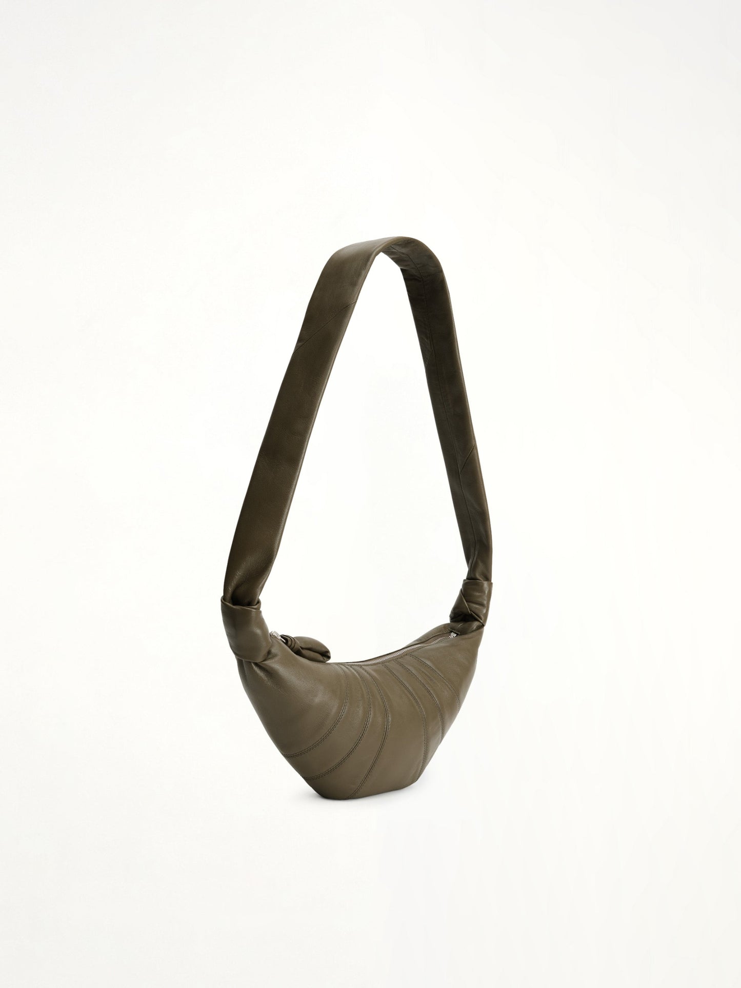 Lambskin Small Croissant Bag in Dark Khaki