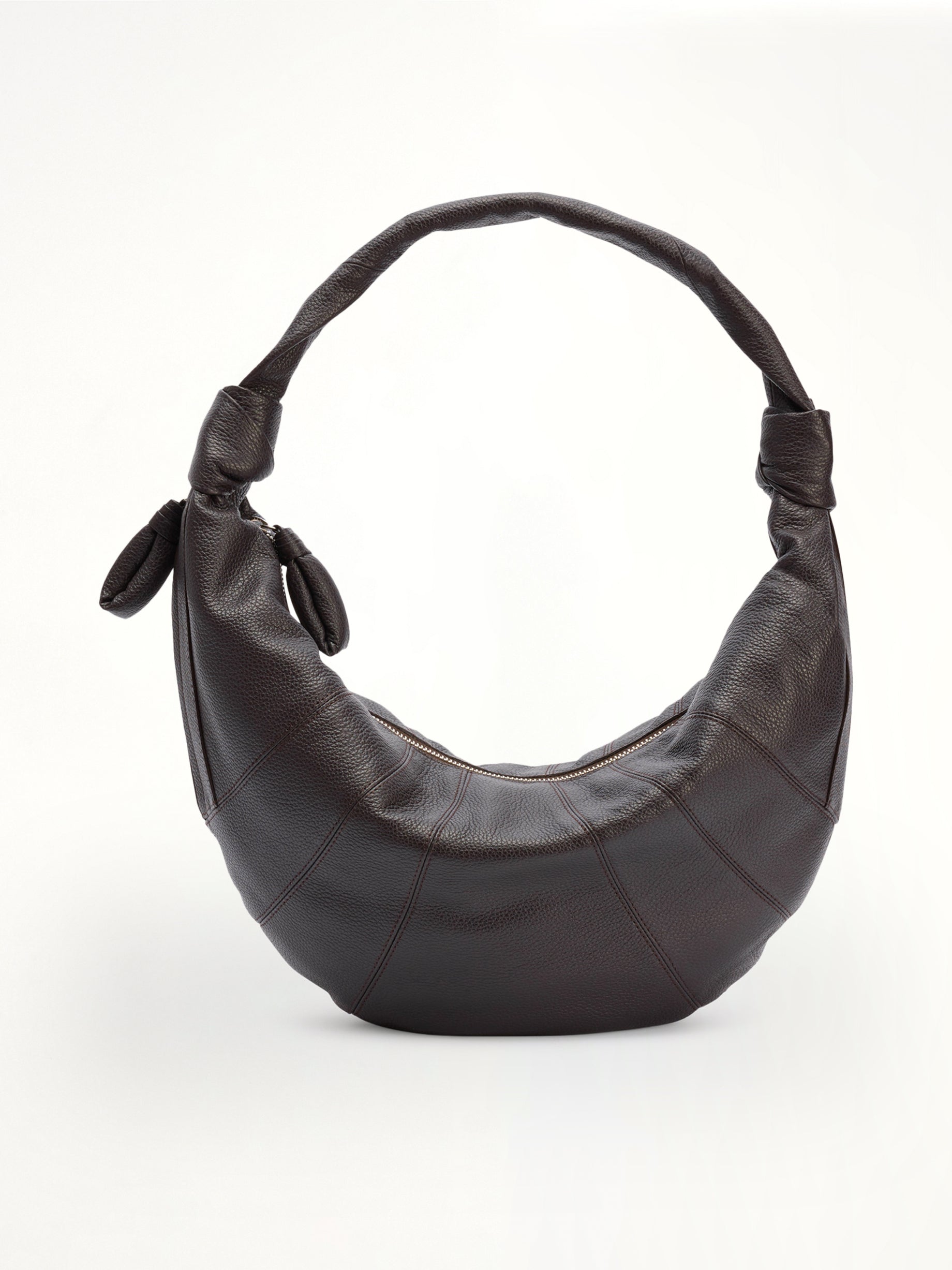 Grained Fortune Croissant Bag in Dark Chocolate