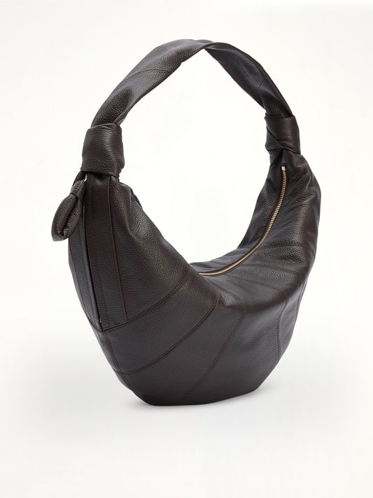 Grained Fortune Croissant Bag in Dark Chocolate
