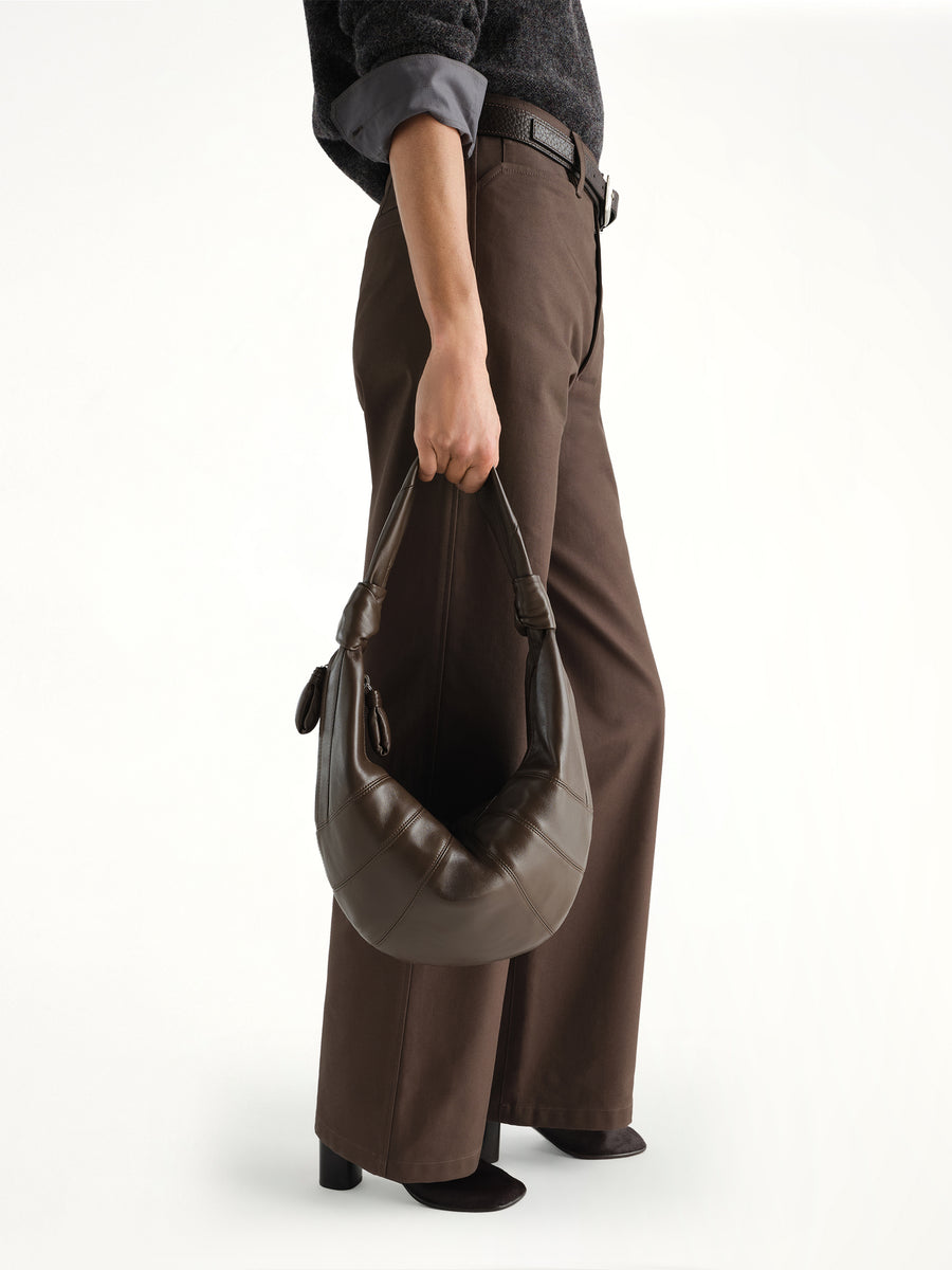 Fortune Croissant Soft Nappa Leather Bag in Otter