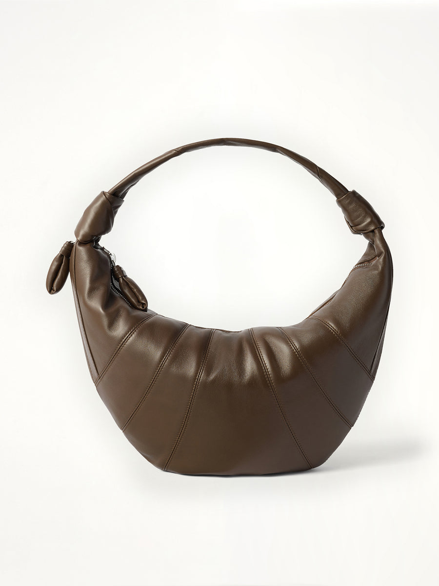 Fortune Croissant Soft Nappa Leather Bag in Otter