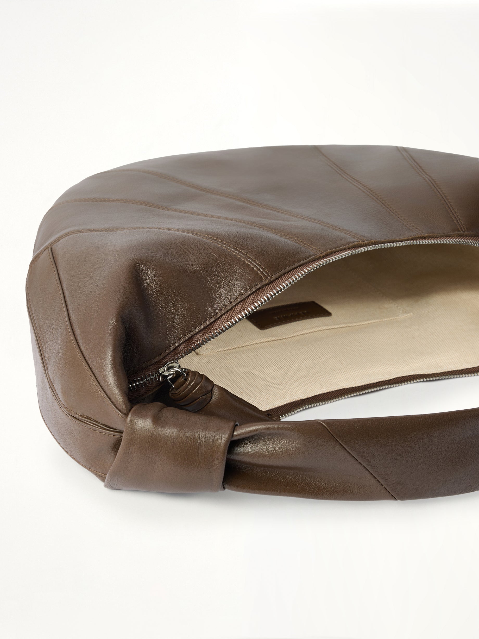 Fortune Croissant Soft Nappa Leather Bag in Otter