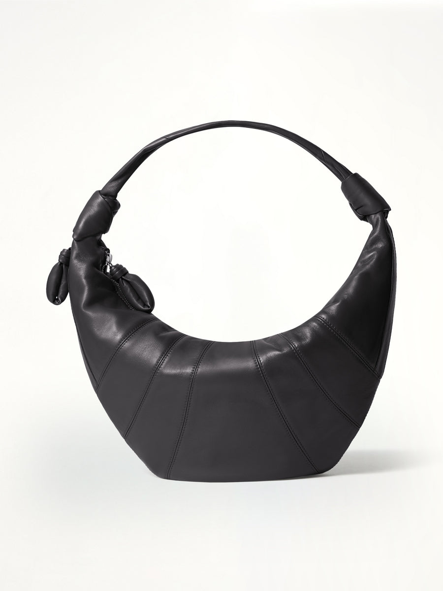 Fortune Croissant Soft Nappa Leather Bag in Dark Chocolate