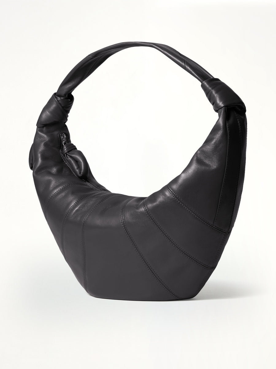 Fortune Croissant Soft Nappa Leather Bag in Dark Chocolate
