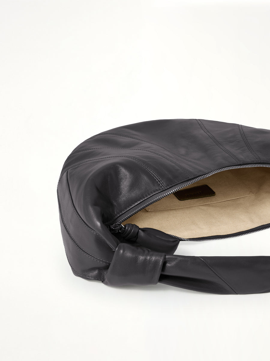 Fortune Croissant Soft Nappa Leather Bag in Dark Chocolate