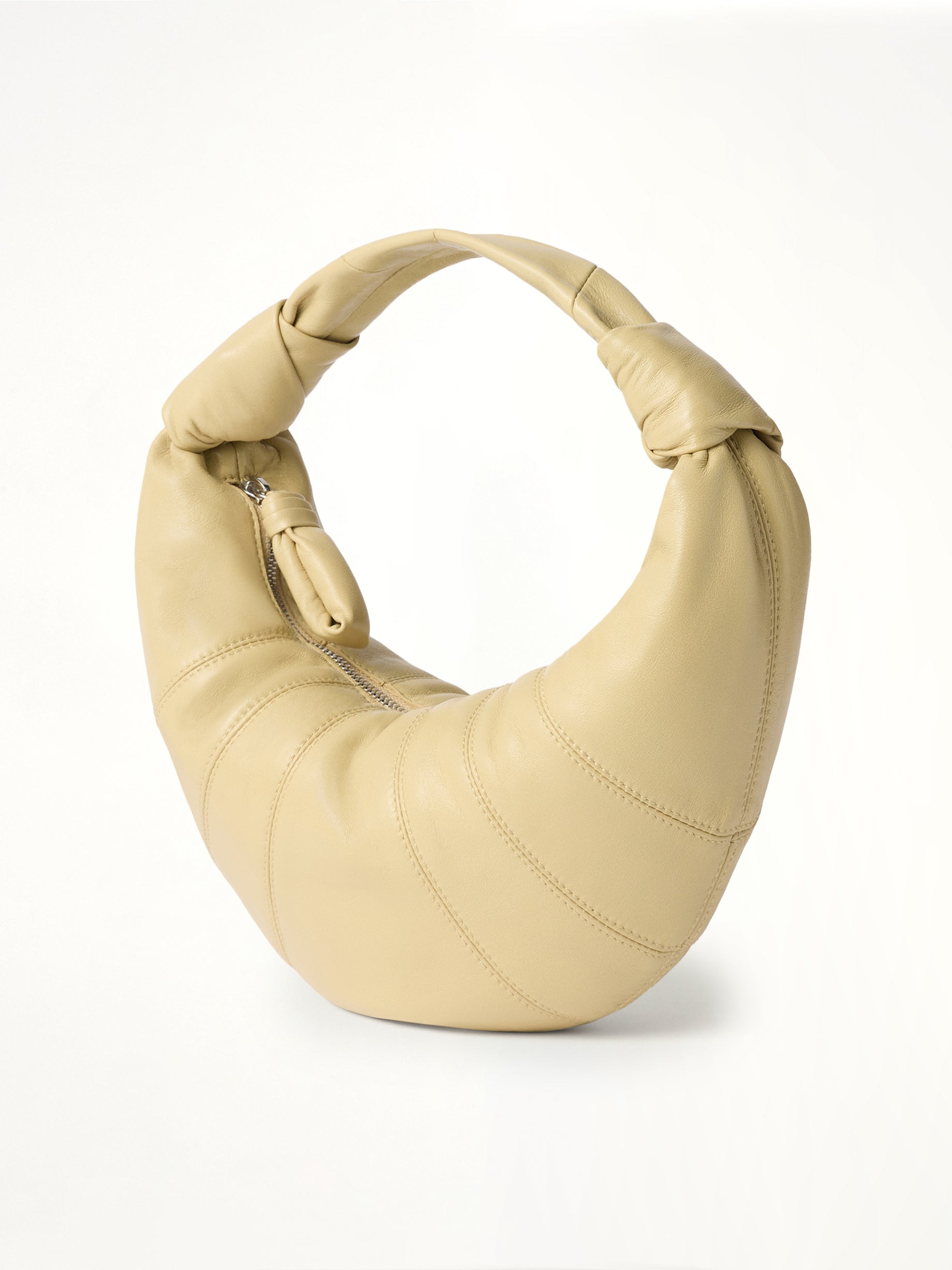Mini Fortune Croissant Soft Nappa Leather Bag in Sesame