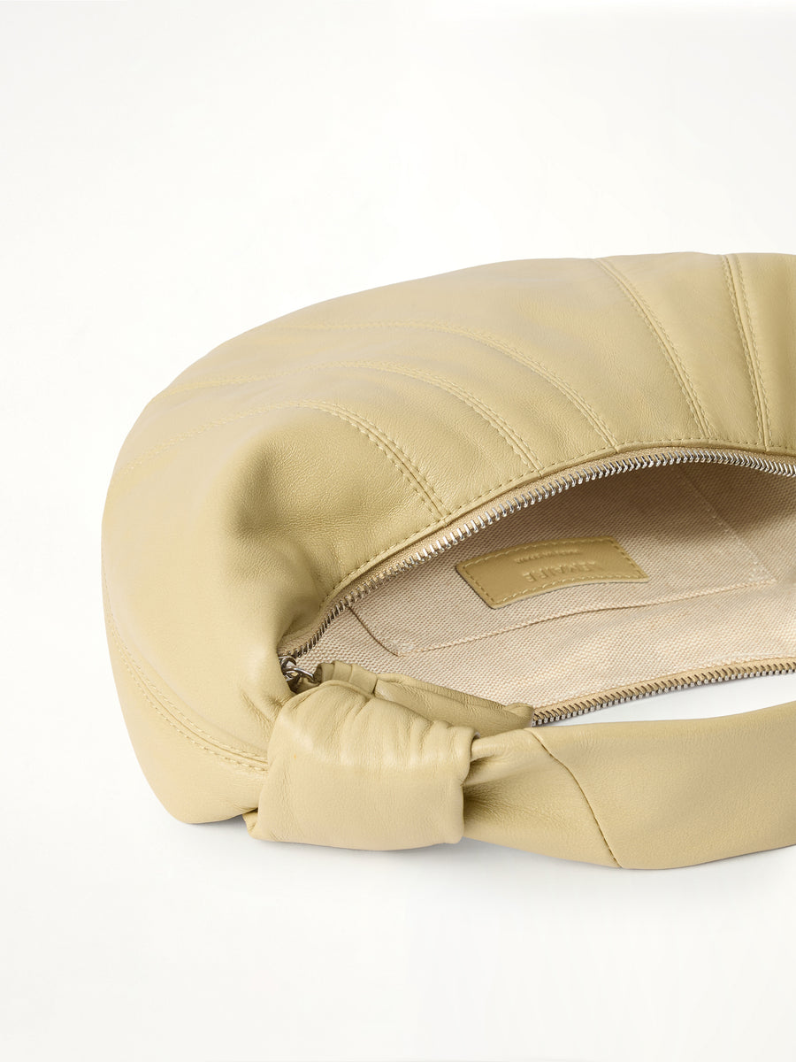 Mini Fortune Croissant Soft Nappa Leather Bag in Sesame
