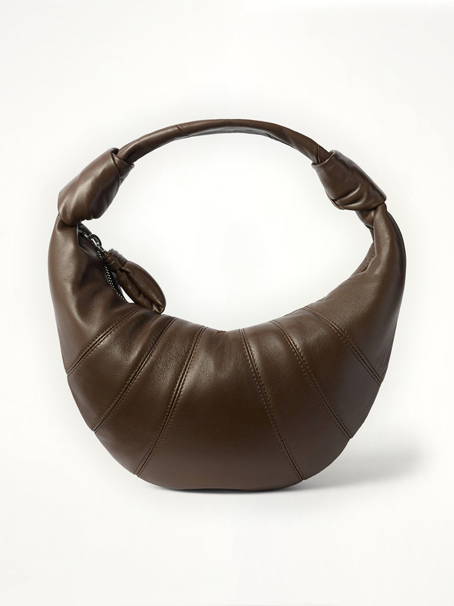 Mini Fortune Croissant Soft Nappa Leather Bag in Otter