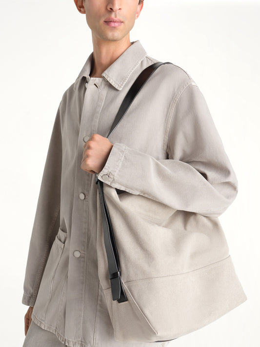 Belted Tote Bag in Dark Linen