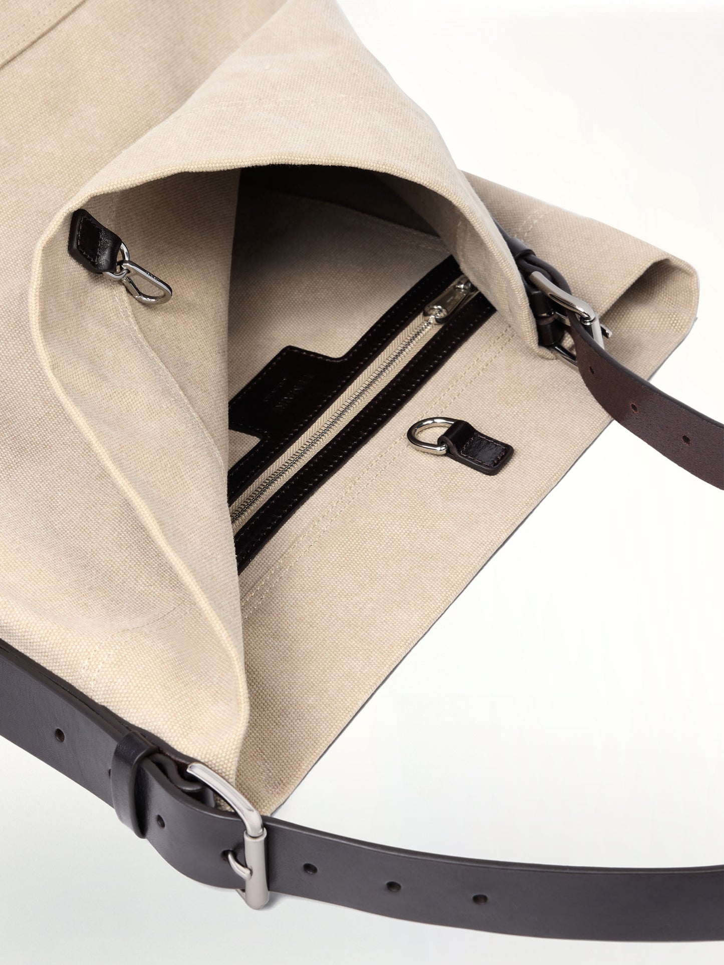 Belted Tote Bag in Dark Linen