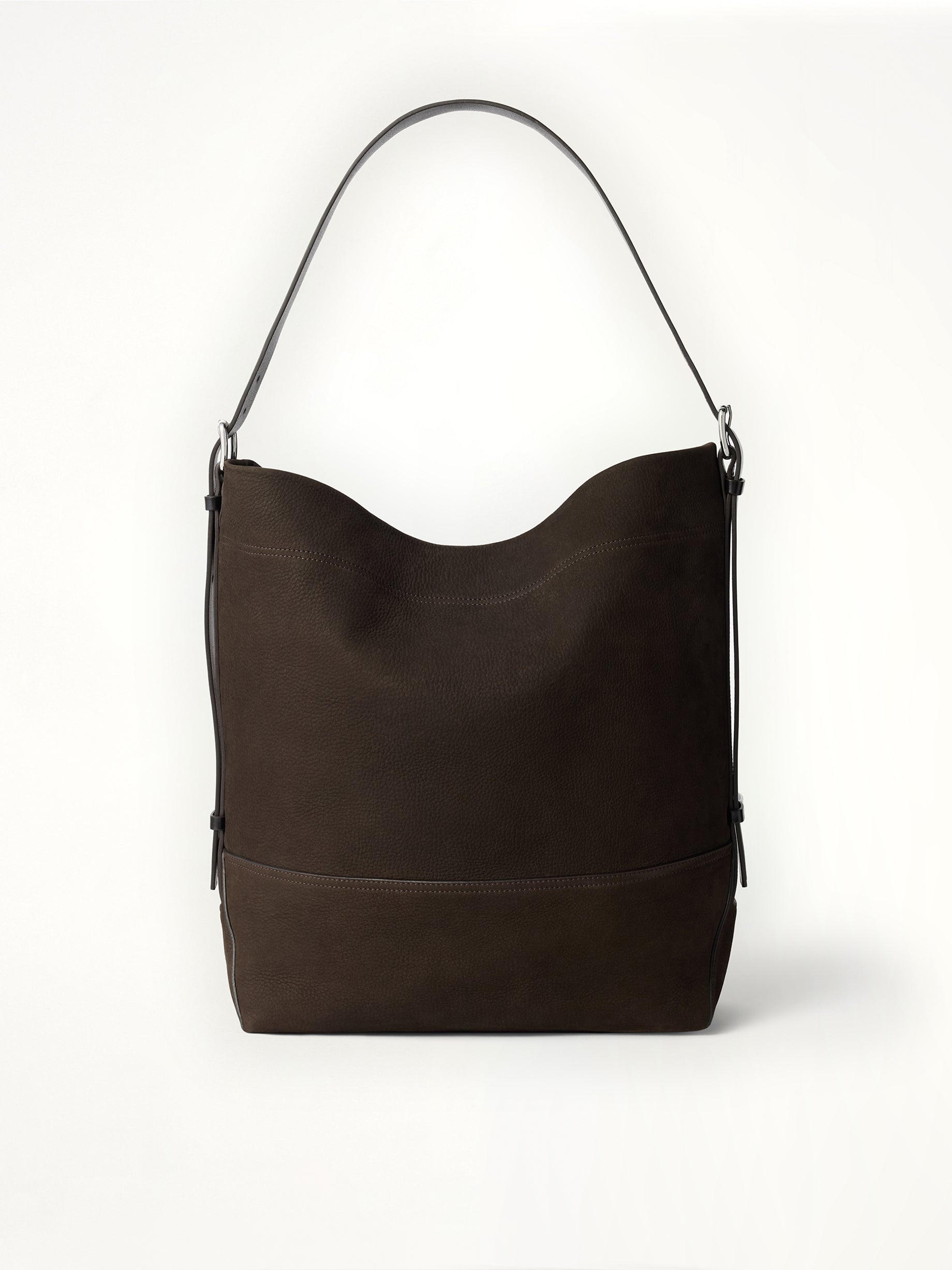 Belted Tote Alpaca Nubuck in Ebony Brown