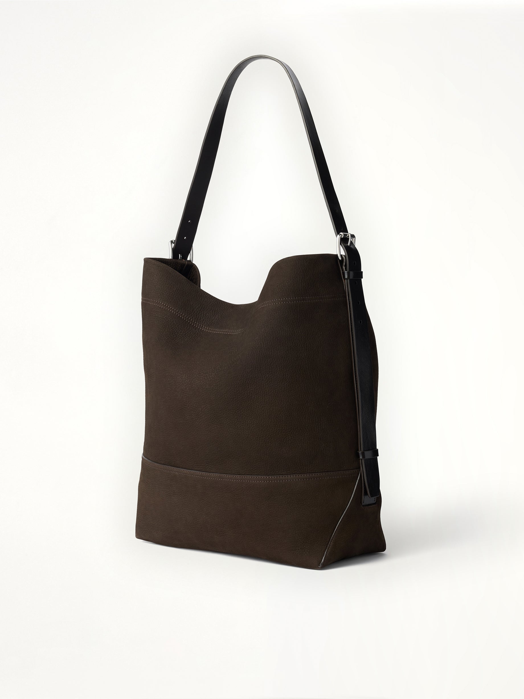 Belted Tote Alpaca Nubuck in Ebony Brown
