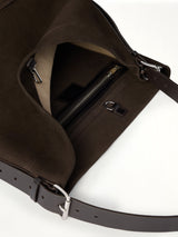 Belted Tote Alpaca Nubuck in Ebony Brown