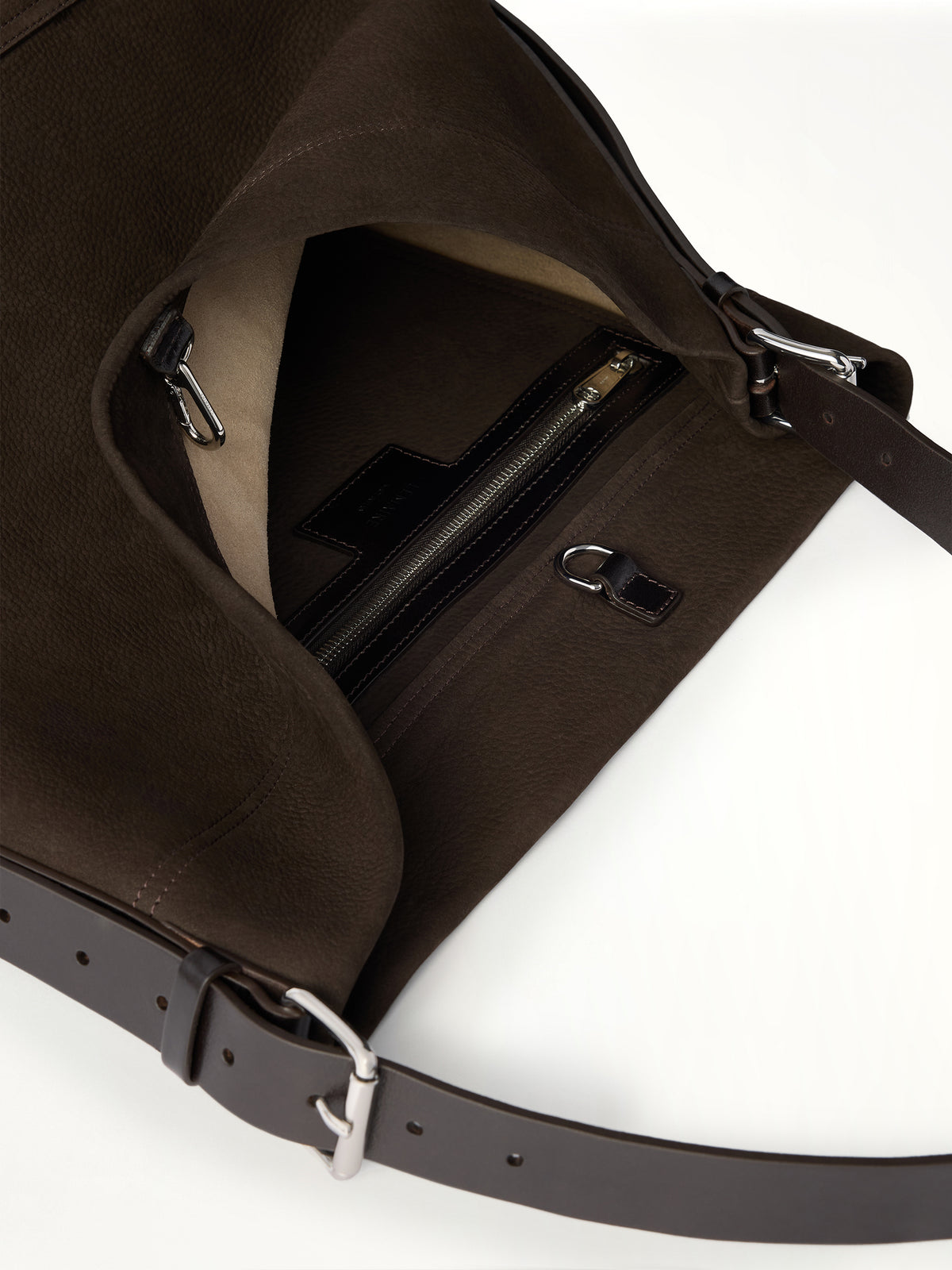 Belted Tote Alpaca Nubuck in Ebony Brown