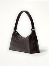 Belted Baguette Calfskin Bag in Dark Chocolate