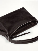 Belted Baguette Calfskin Bag in Dark Chocolate