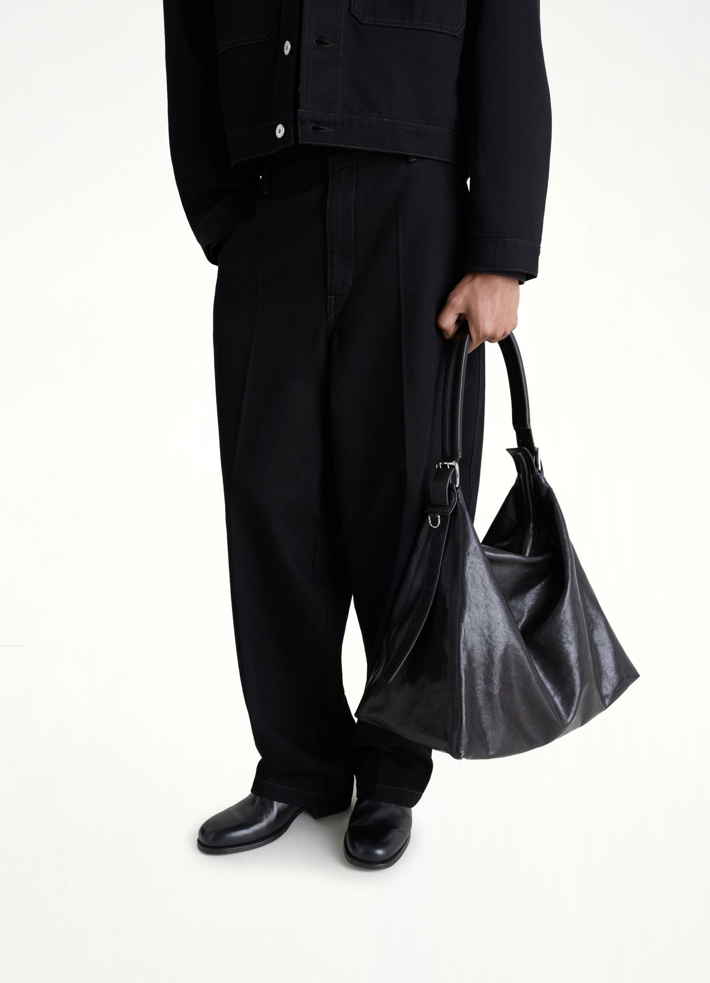 Belted Hobo Bag in Dark Chocolate