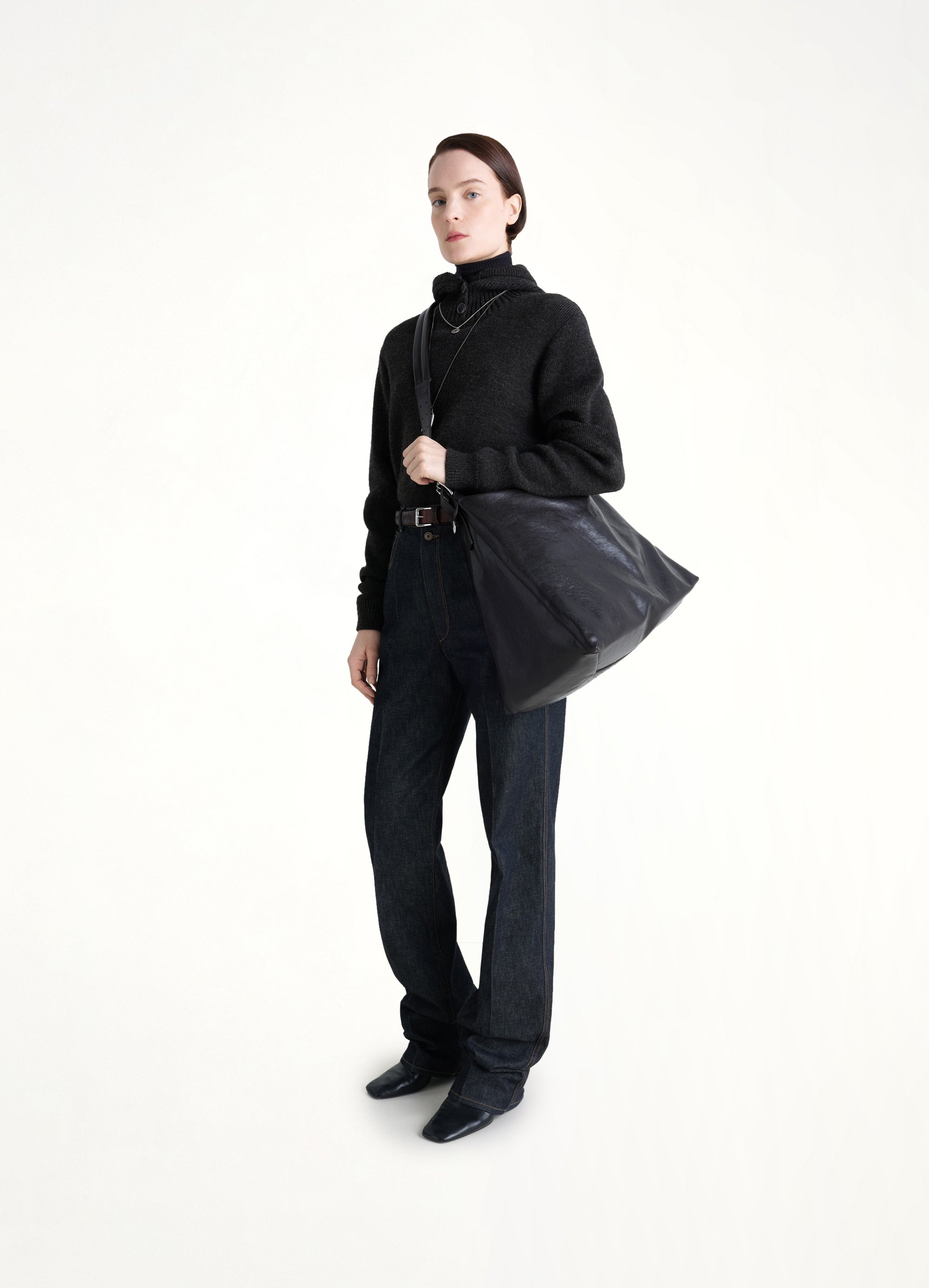 Belted Hobo Bag in Dark Chocolate