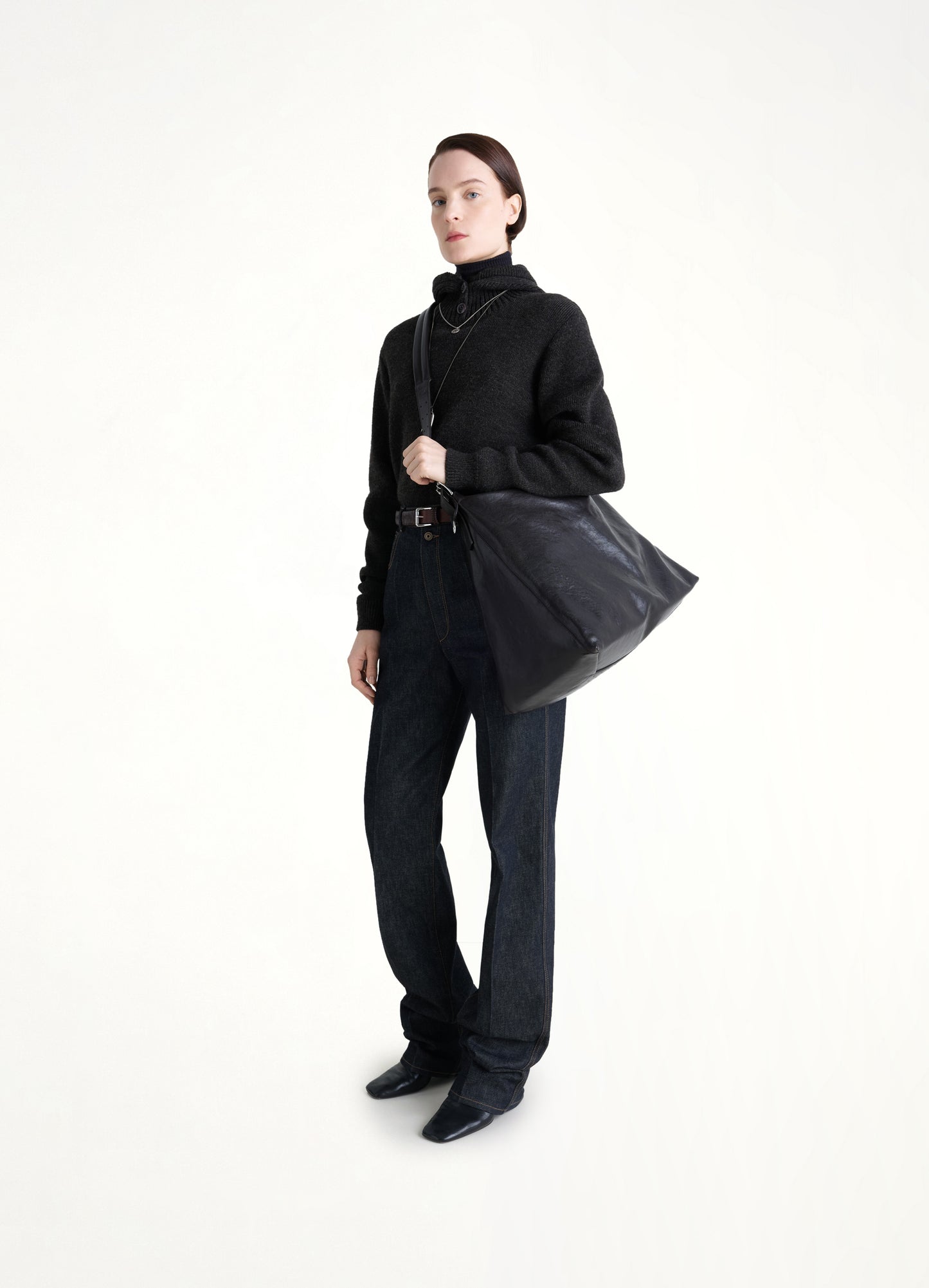 Belted Hobo Bag in Dark Chocolate