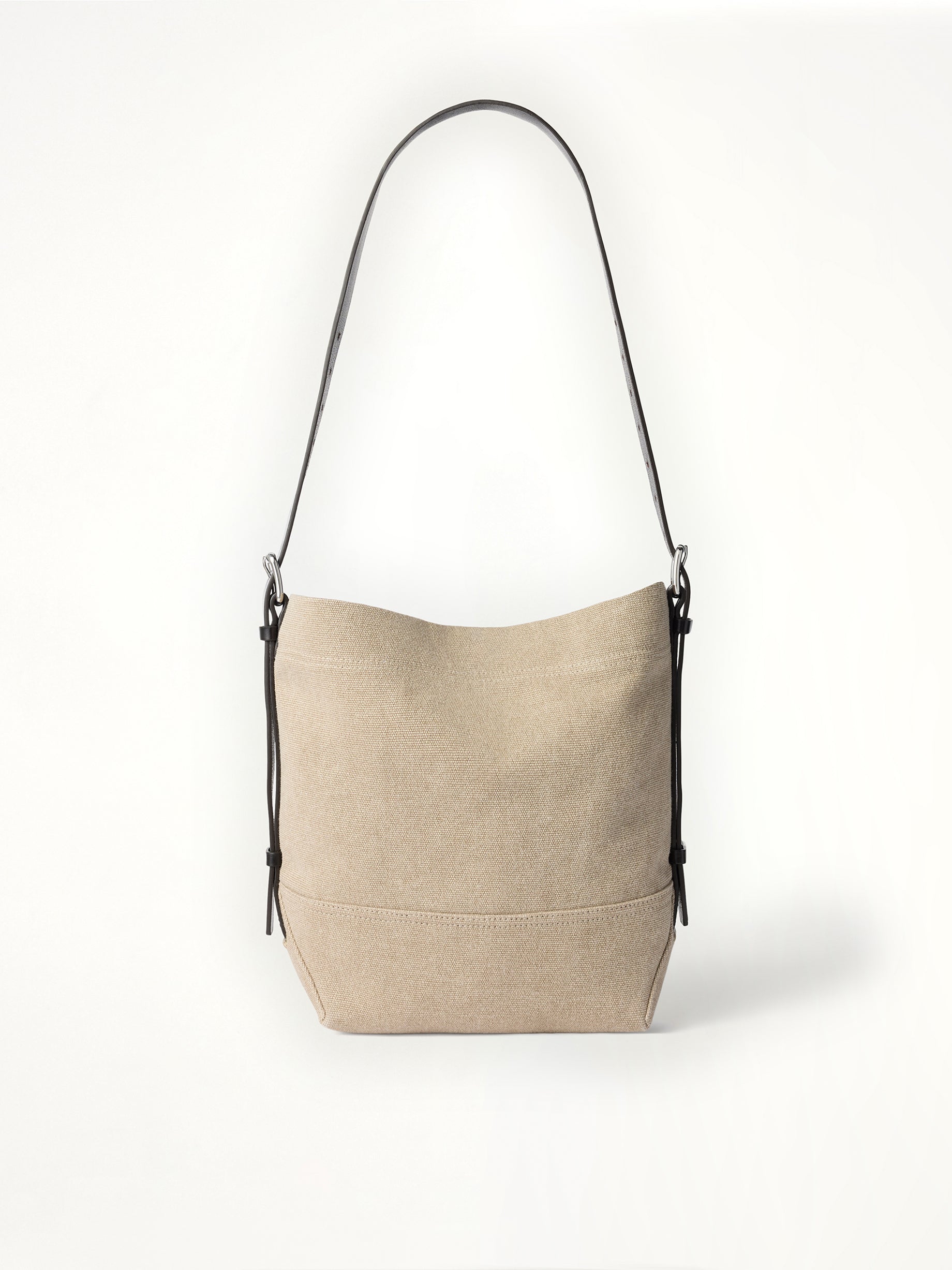 Small Belted Tote Cotton Canvas in Dark Linen