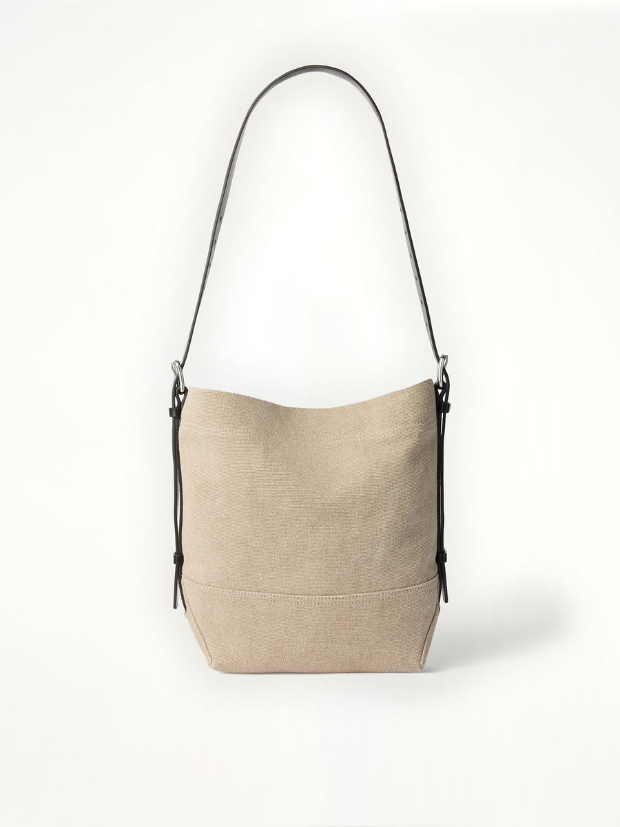Small Belted Tote Cotton Canvas in Dark Linen