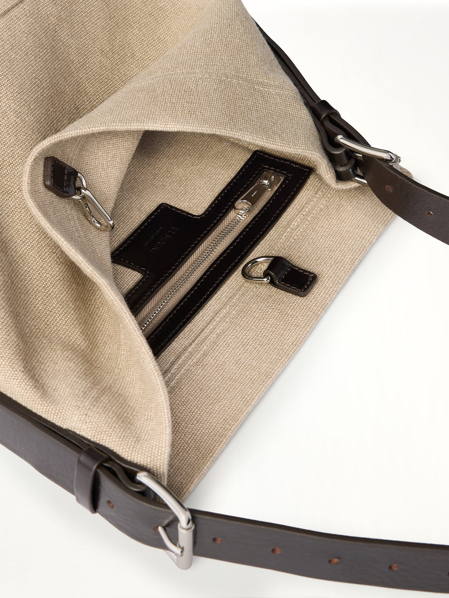 Small Belted Tote Cotton Canvas in Dark Linen