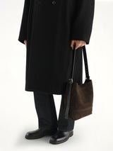 Small Belted Tote Alpaca Nubuck in Ebony Brown