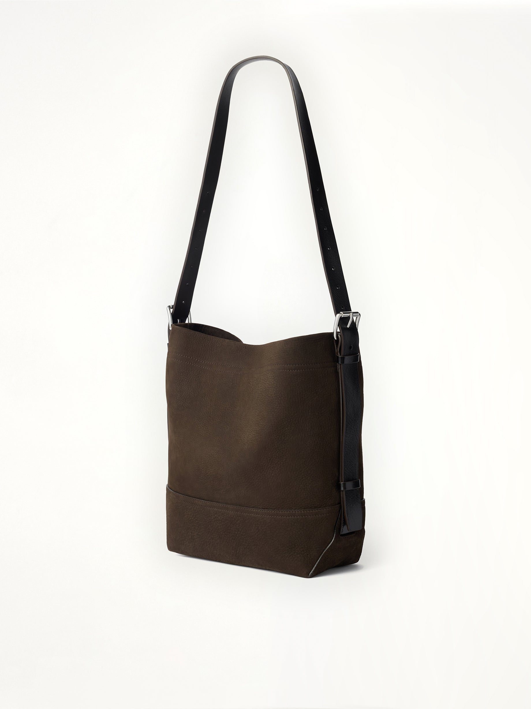 Small Belted Tote Alpaca Nubuck in Ebony Brown