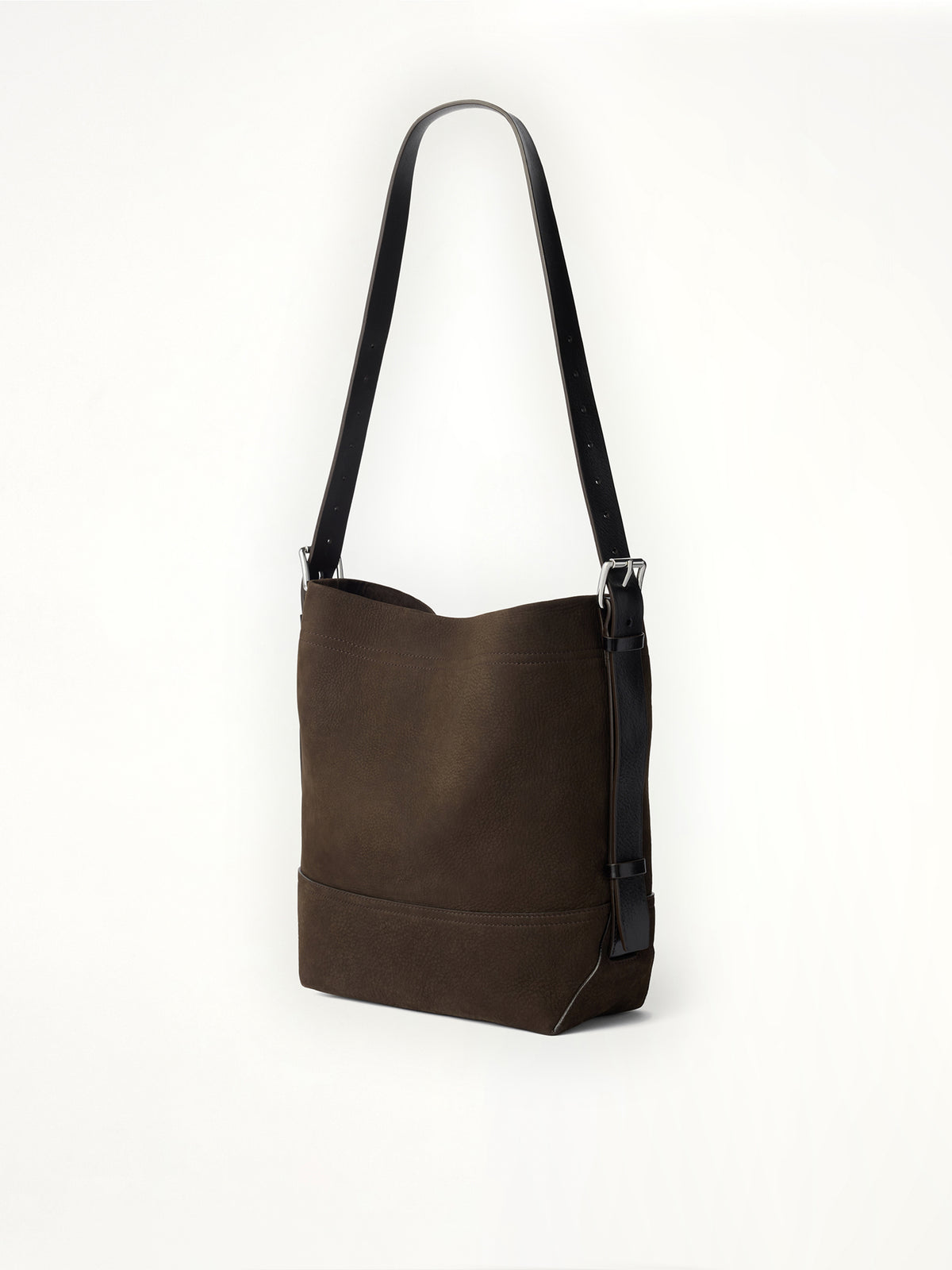 Small Belted Tote Alpaca Nubuck in Ebony Brown