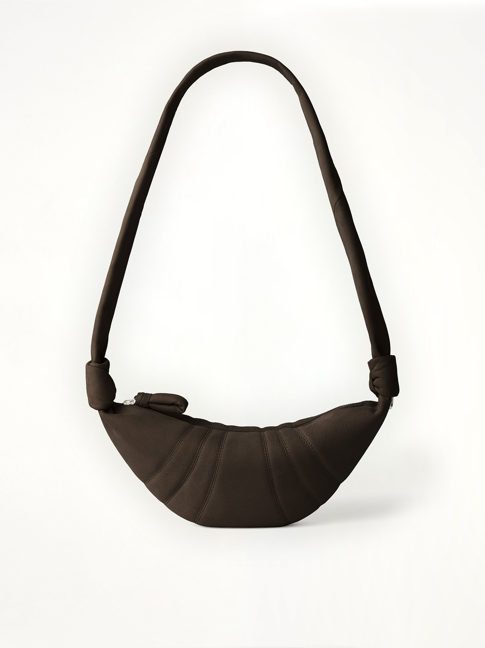 Croissant Small Alpaca Nubuck  Bag in Ebony Brown
