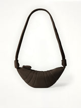 Croissant Small Alpaca Nubuck  Bag in Ebony Brown
