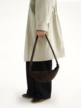 Croissant Small Alpaca Nubuck  Bag in Ebony Brown