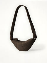Croissant Small Alpaca Nubuck  Bag in Ebony Brown